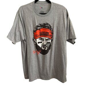 Majestic Cleveland Browns Graphic Tee 2XL Gray 90% Cotton 10% Polyester